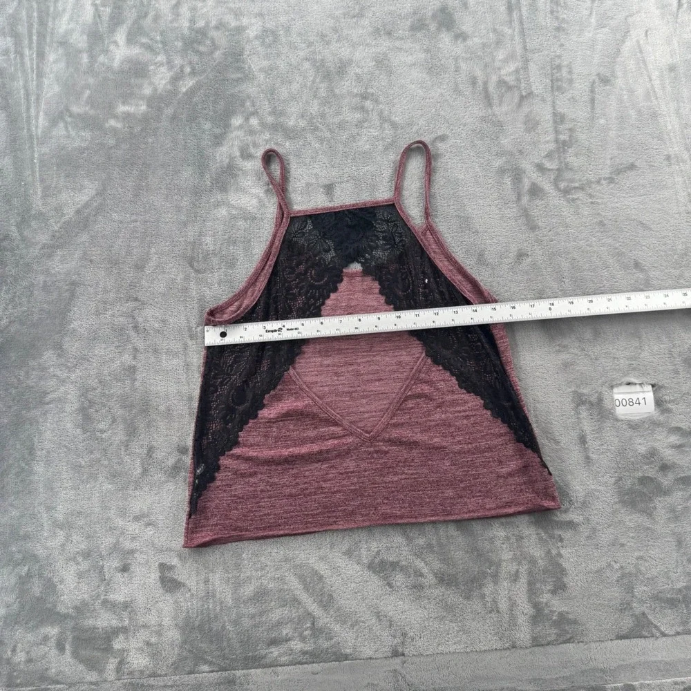 CUPSHE Pajama Set Womens Medium Burgundy Lace Back‎ Cami and Shorts 2pc Lounge
